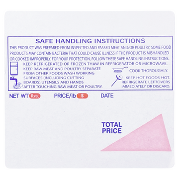 ISHIDA V59US1 Printing Scale Label, 64 x 59 mm, RED/BLUE Triangle UPC Safe Handling, 12 Rolls of 625 Labels